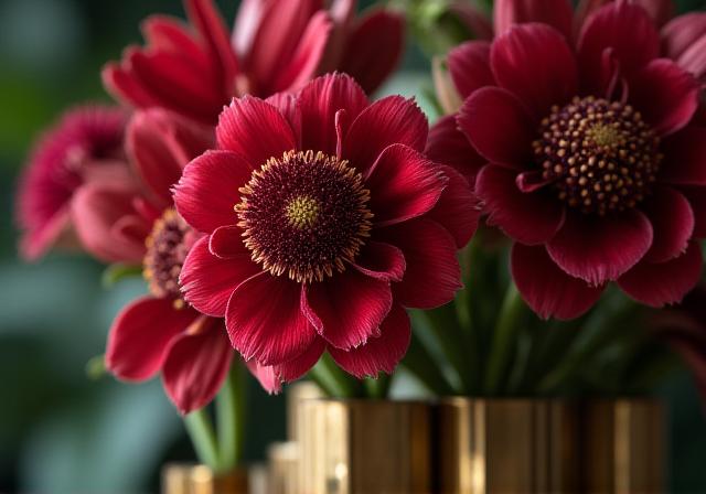 Composizione floreale con ottone